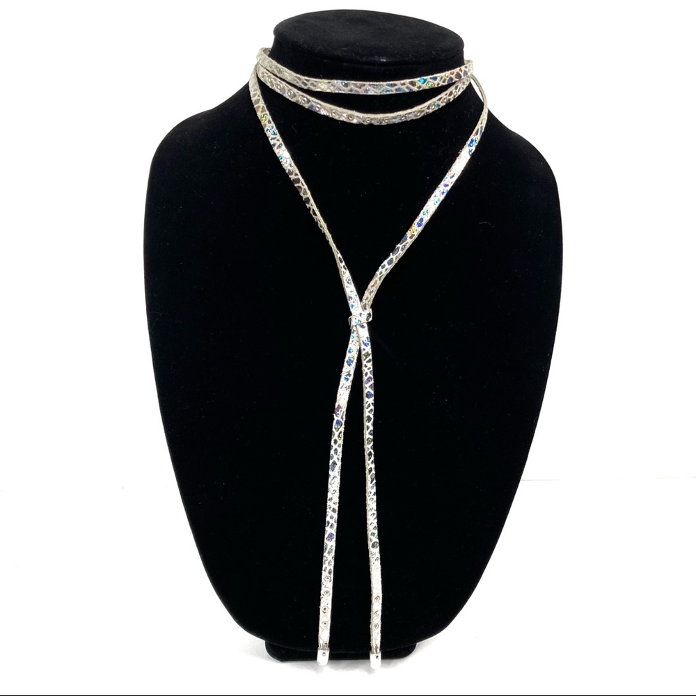 Free People | Silver Reflective Snakeskin Lariat Choker